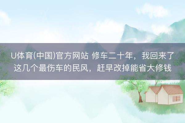 U体育(中国)官方网站 修车二十年，我回来了这几个最伤车的民风，赶早改掉能省大修钱