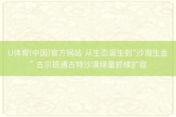 U体育(中国)官方网站 从生态诞生到“沙海生金” 古尔班通古特沙漠绿量抓续扩容