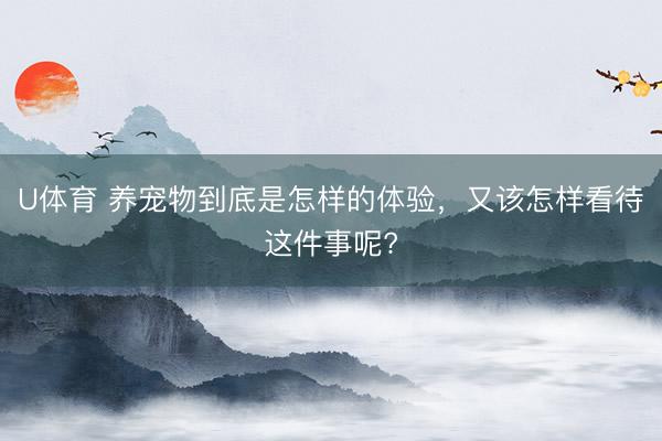 U体育 养宠物到底是怎样的体验，又该怎样看待这件事呢?