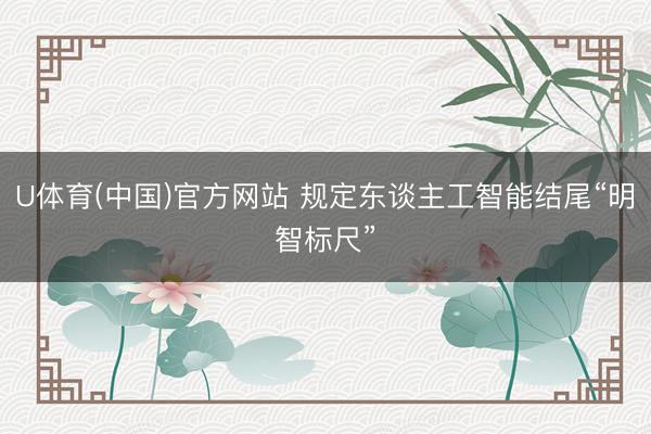 U体育(中国)官方网站 规定东谈主工智能结尾“明智标尺”