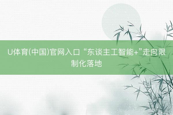 U体育(中国)官网入口 “东谈主工智能+”走向限制化落地