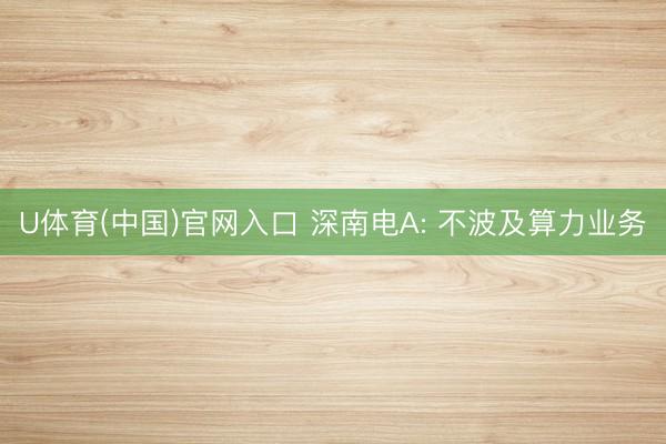 U体育(中国)官网入口 深南电A: 不波及算力业务