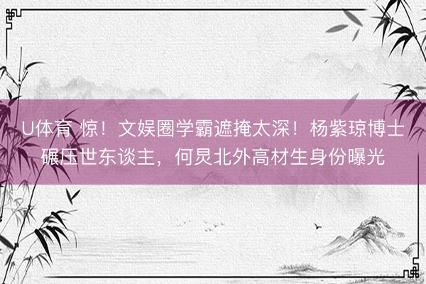 U体育 惊！文娱圈学霸遮掩太深！杨紫琼博士碾压世东谈主，何炅北外高材生身份曝光