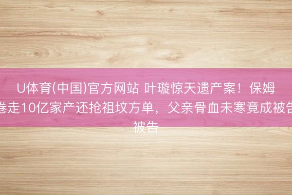 U体育(中国)官方网站 叶璇惊天遗产案！保姆卷走10亿家产还抢祖坟方单，父亲骨血未寒竟成被告