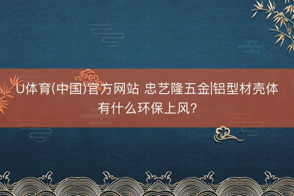 U体育(中国)官方网站 忠艺隆五金|铝型材壳体有什么环保上风?