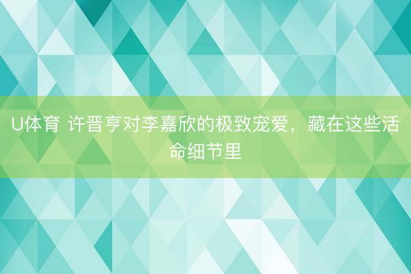 U体育 许晋亨对李嘉欣的极致宠爱，藏在这些活命细节里